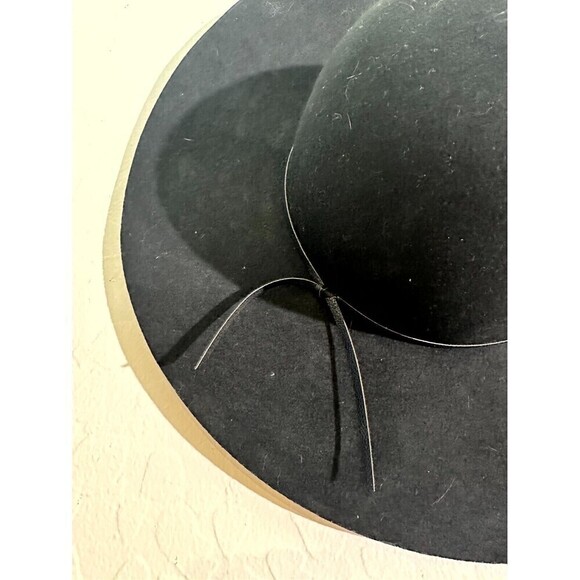 Wool Floppy Hat with Attached Leather Wrap Around Trim One Size - Picture 7 of 10